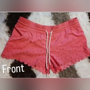 Roxy, size small, peach drawstring cover up shorts.